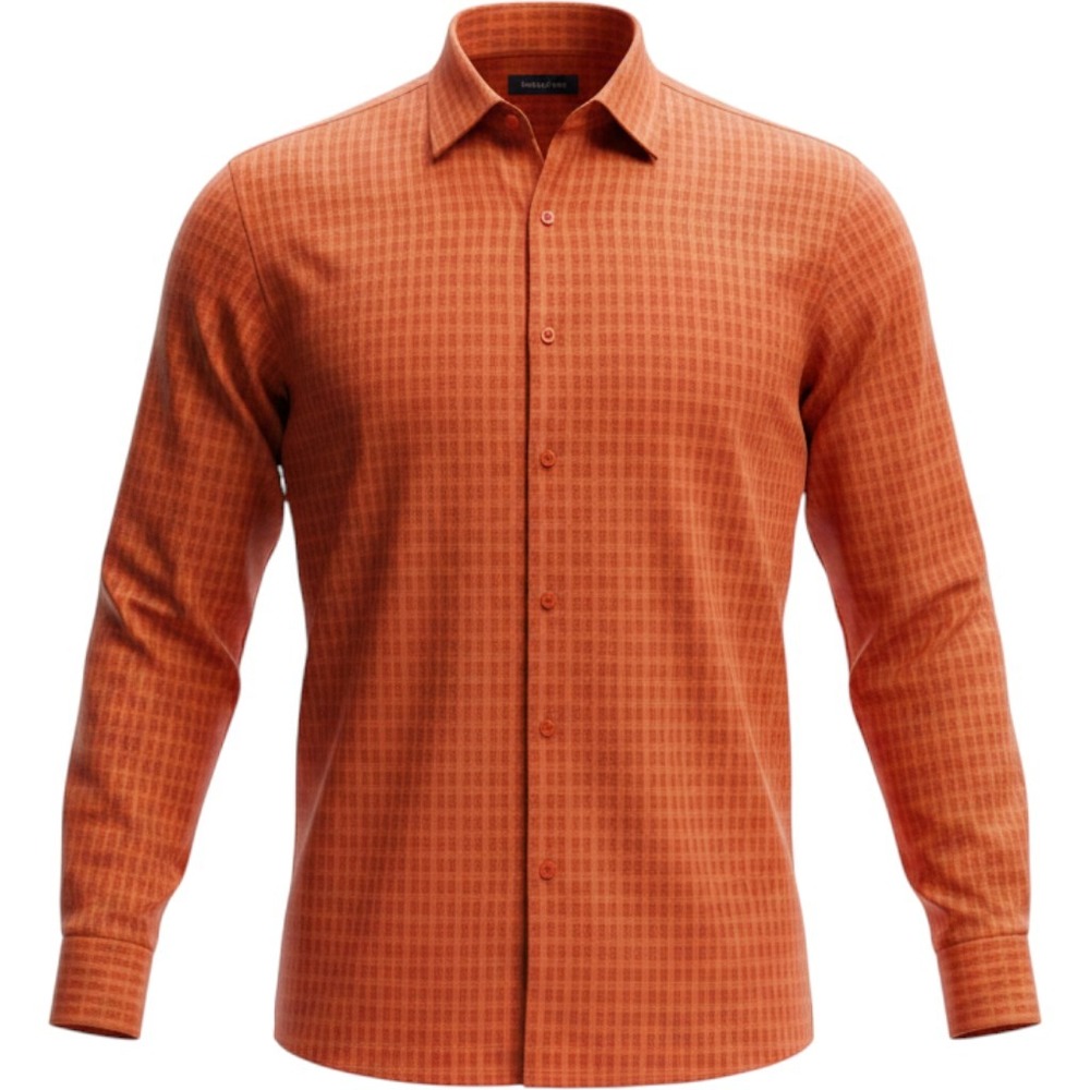 Bassiri Limited Collection Mens XXL Orange Textured Jacquard Button Down Shirt
